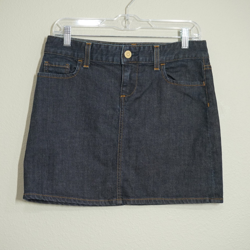 J. Crew Women's Size 28 Dark Wash Denim Mini Skirt Preppy Chic Classic Cotton